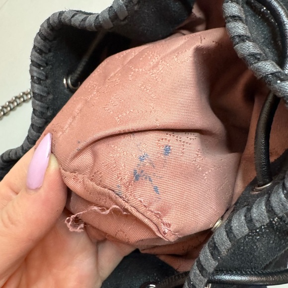 Stella McCartney Vegan Leather Bucket Bag – Black & Silver Sparkle - Picture 15 of 17